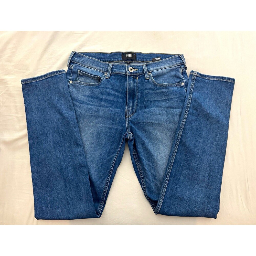 PAIGE Women's Blue Medium Wash Denim Skinny Slim Fit Stretch 5-Pocket Jeans